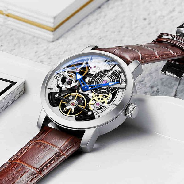 

watches tours sports fashion men automatic mechanical waterproof clock 2019, Slivery;brown
