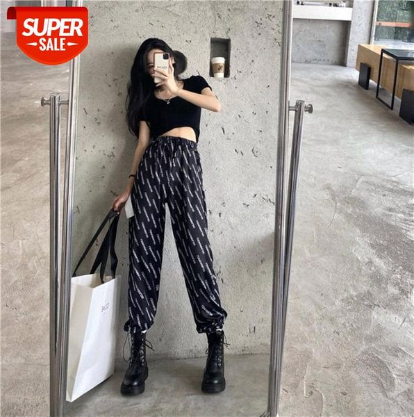 

ins women's hong kong style high-waisted letters were thin loose-fitting sports pants trend #ng6t, Black;gray