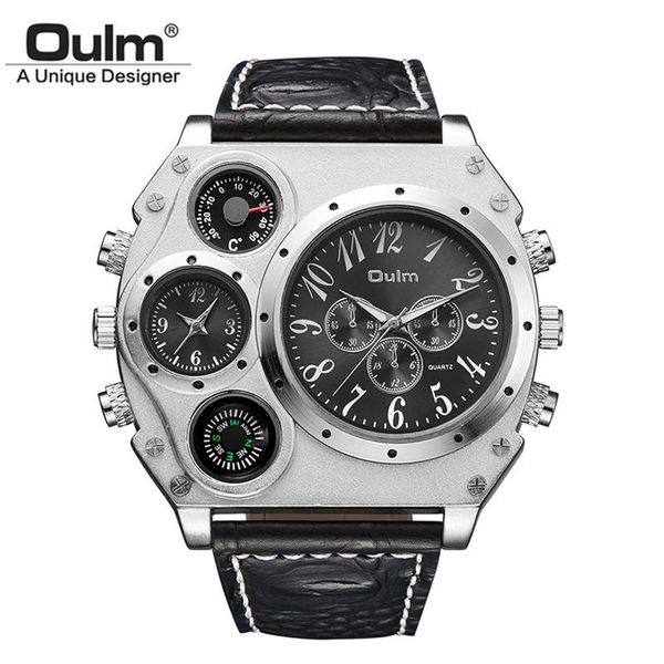 

wristwatches men's watches quartz clock male luxury famous dual time zone military wristwatch big dial men sports watch leather reloj h, Slivery;brown