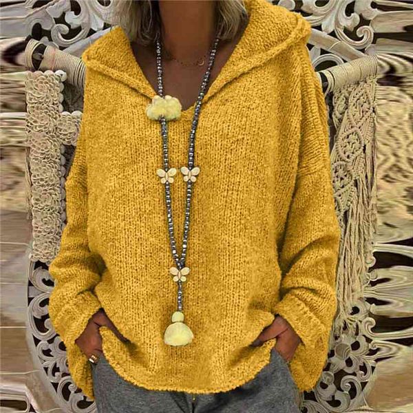 

women fashion loose large size solid color hood long sleeves sweater women sweaters solid elastic long sleeve knitted, White;black