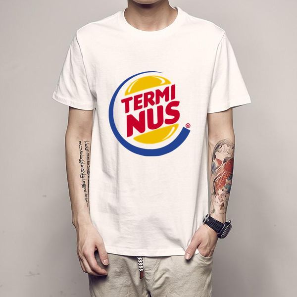 

men's t-shirts fashion t shirt men male terminus burger t-shirt hip hop harajuku hipster short sleeve crewneck cotton teenage summer te, White;black