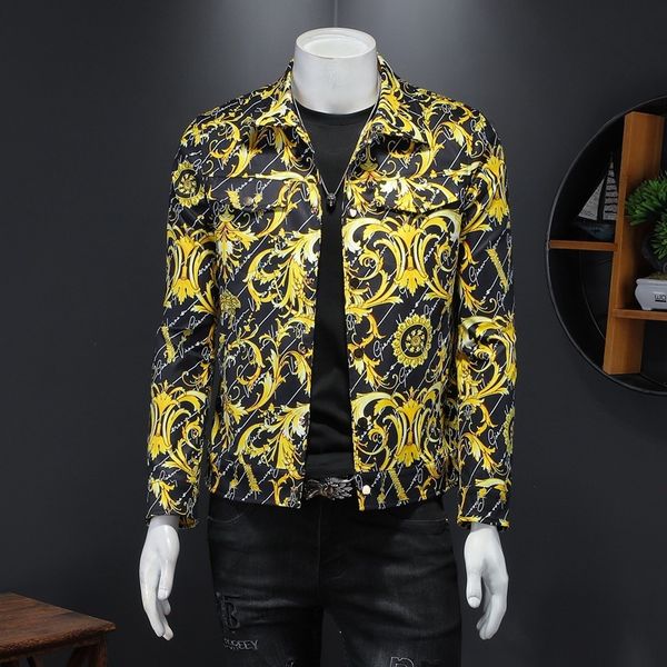 

the fine fleece hoodies men's print lapel jacket in spring, Black