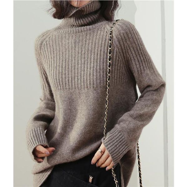 

women's sweaters women sweater solid loose turtleneck pullover spring autumn winter simple causal knitted plus size jumper sweter mujer, White;black