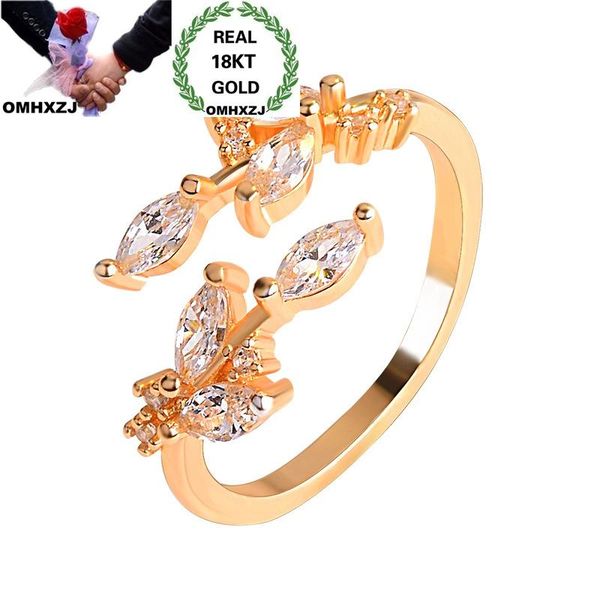 

cluster rings omhxzj wholesale european fashion jewelry woman girl party birthday wedding gift leaf zircon resizable 18kt gold ring rr93, Golden;silver