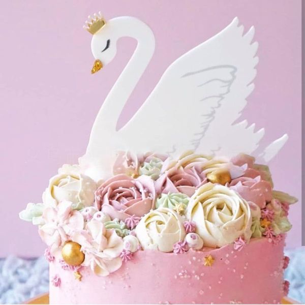 

other event & party supplies ins beautiful swan diy birthday cake er crown white and black acrylic for kids decorations