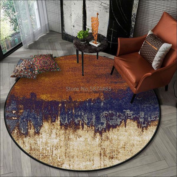 

carpets 200cm fashion light luxury american retro abstract oil painting living room bedroom hanging basket chair round floor mat carpet