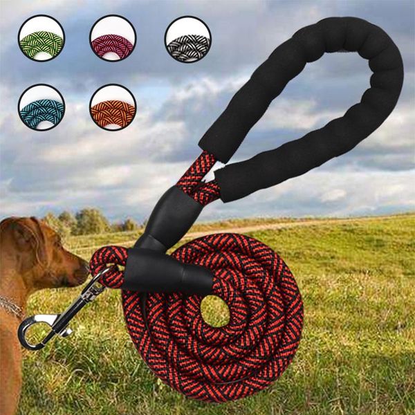 

dog collars & leashes heypet 1.5m large leash nylon rope pet lead mountain climbing training for medium big dogs soft foam handle