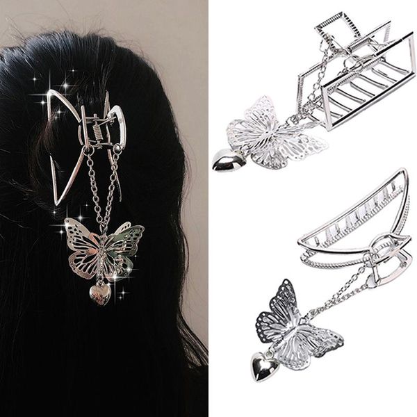 

hair clips & barrettes vintage goth long tassel butterfly metal hairpin love pendant for women party accessories jewelry, Golden;silver