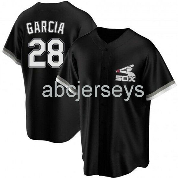 

stitched custom leury garcia #28 black ver1 baseball jersey xs-6xl