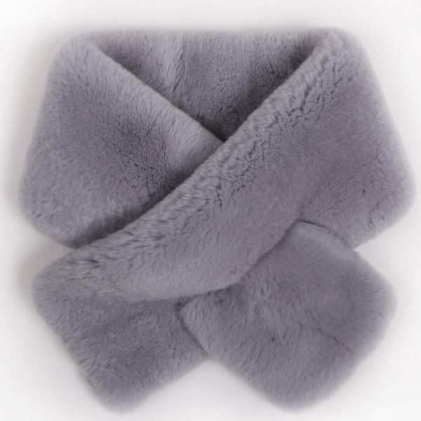 

scarves winter warm women real rex fur scarf ladies soft fluffy, Blue;gray