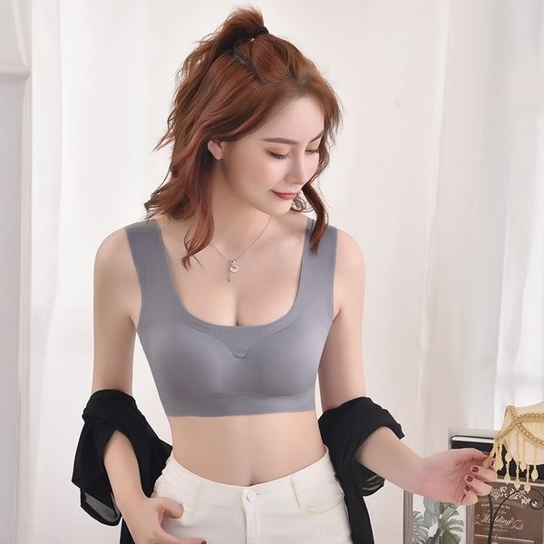 

p5h japan's peace of women's underwear mind underwear bra vest generation sleep bra no steel ring gathered ice silk seamless vest, Red;black