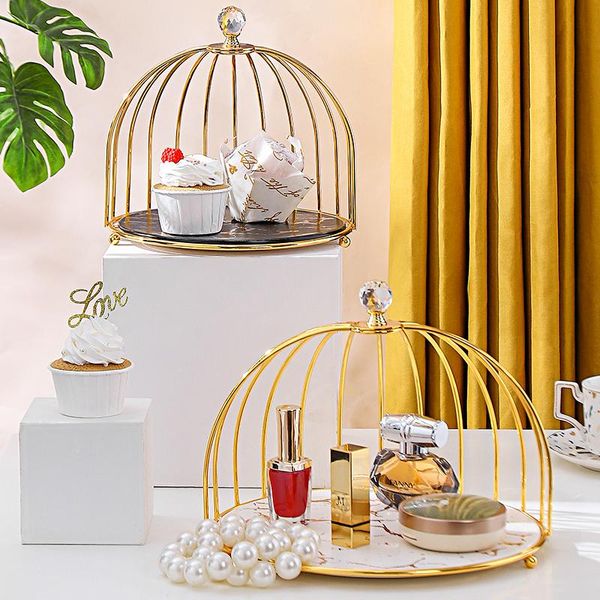 

hooks & rails european-style luxury stainless steel bird cage rack deskpastry display stand dessert cake tray holiday party decoration