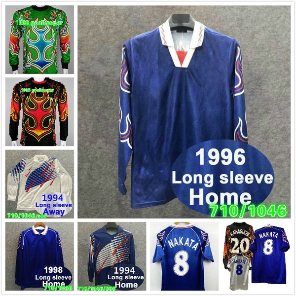 

99 retro 98 japan long sleeve soccer jersey home #8 nakata #11 kazu #10 nanami #9 nakayama shirt 1998 world cup football uniforms, Black