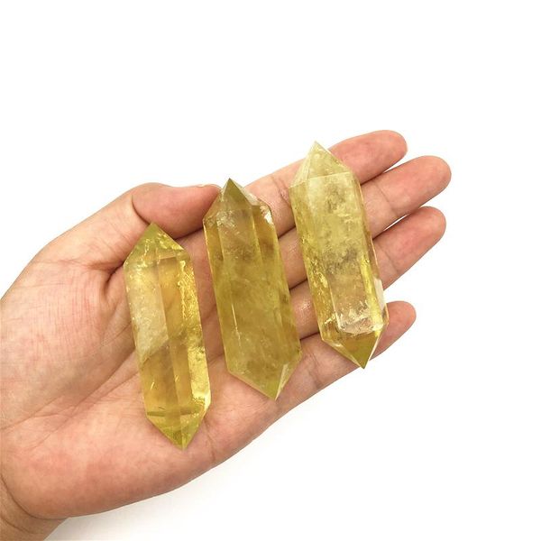 

decorative objects & figurines beautiful 1pc natural citrine yellow crystal double point tower healing home decor polished quartz crystals