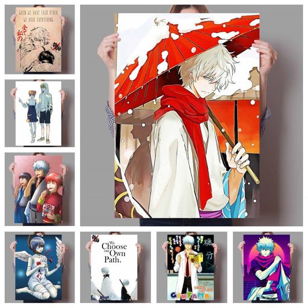 

paintings wtq classic anime poster gintama figure canvas painting retro wall decor art picture for living room home deco