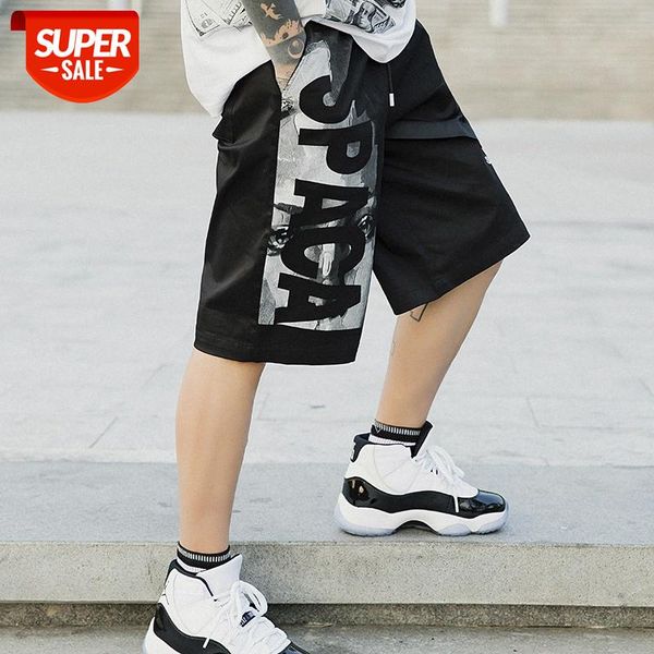 

brand street style shorts male personality big letter printing gargo overalls #f87n, Black