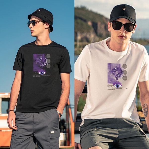 

men's t-shirts tshirt printed t-shirt fashion weird eye short-sleeved shirt cotton comfortable oversized, White;black