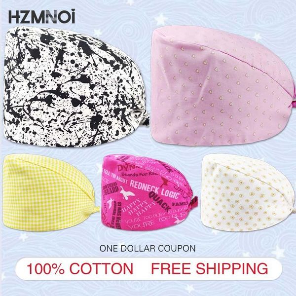 

beanie/skull caps fashionable solid color work scrub hat cotton bandage adjustable cap beautician breathable, Blue;gray
