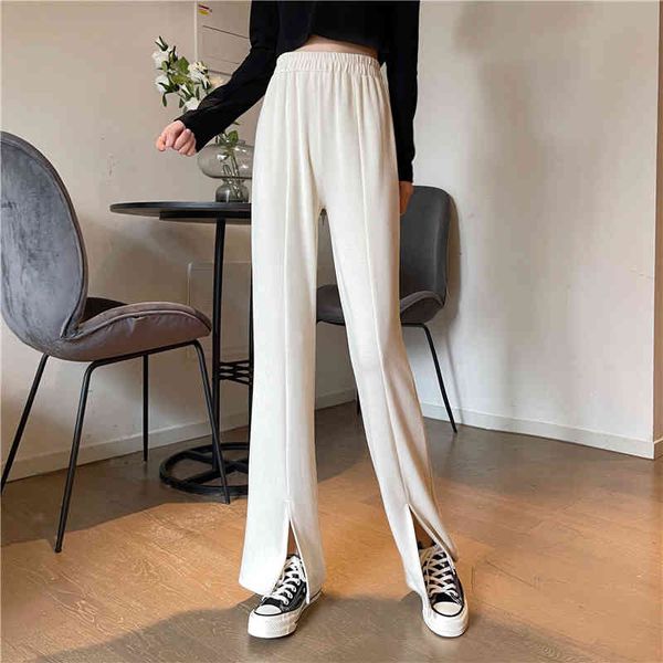 

capris ytx220 tall, thin-split, all-match pants, long-legged knitted pants, Black;white