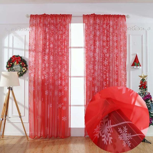 

curtain & drapes snowflake printed sheer for living room bed window decoration organza country style tende gothic home decor