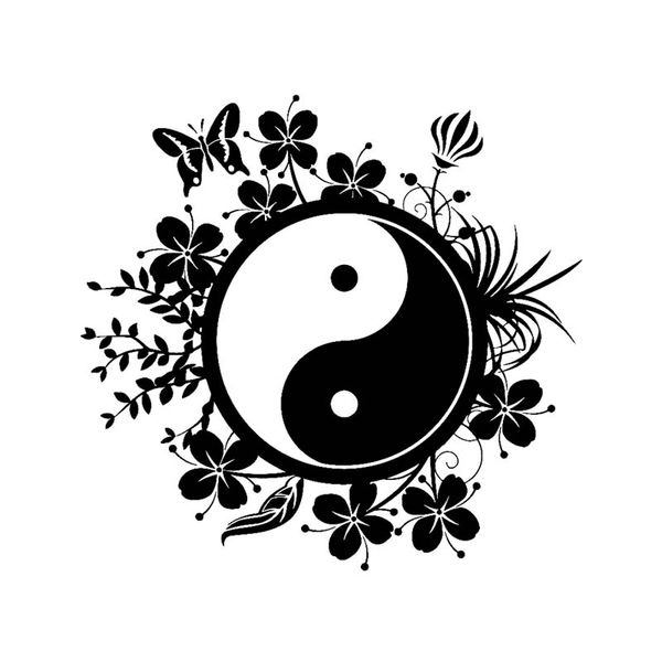 

17.8cm*17.8cm butterfly yin and yang vinyl car sticker decal black sliver