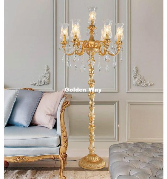 

table lamps golden crystal floor lamp stand light fixture cristal standing d60cm h160cm led home decoration lighting