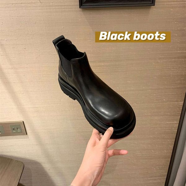 

thick-soled martin boots women's short boots autumn 2021 new short tube round head british style chimney chelsea thin fashion, Black