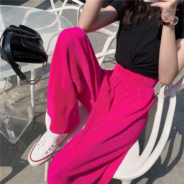 

women's pants & capris 2021 spring summer women wide leg plus size -7xl high waist loose casual bohemian beach ice silk trousers, Black;white
