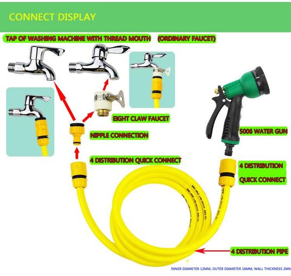 

variable spray patterns garden hose nozzle high pressure water gun for watering lawns car washing pets showering equipments