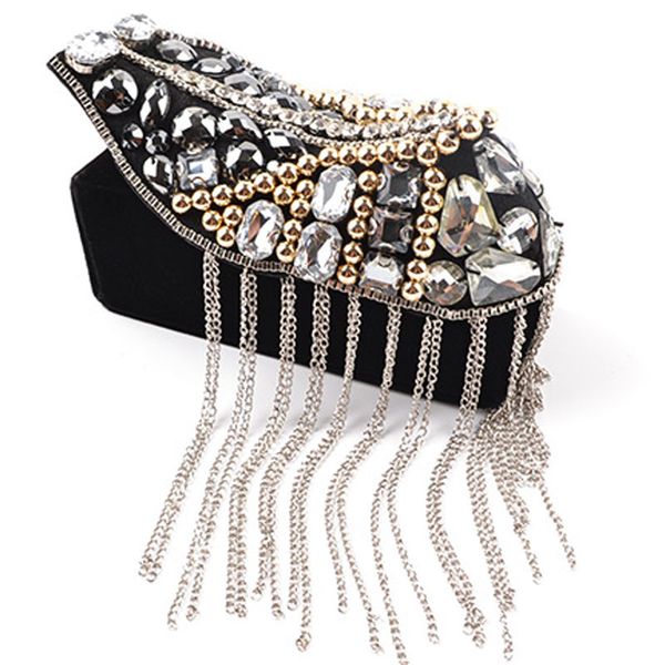 

fashion retro rivets tassel brooch epaulettes dual use clothing accessories, Gray