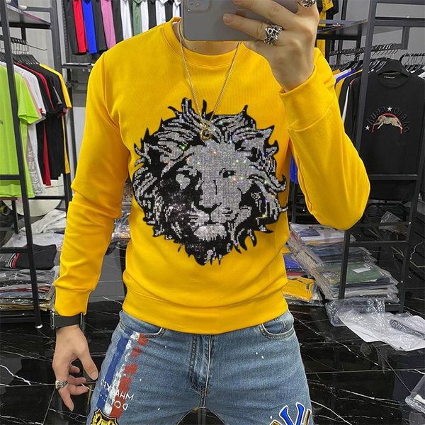 

men's hoodies & sweatshirts brand hoodie diamond lion street slim sweatshirt thicken plus fleece winter pullover, Black