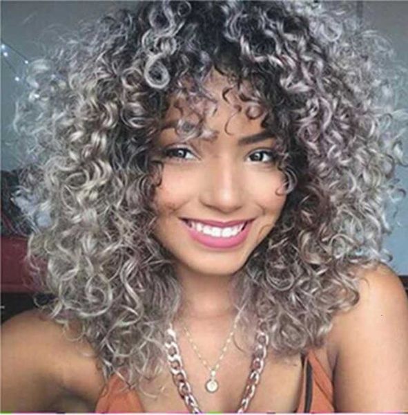 

wig female small wig short curl black gradient granny grey headgear