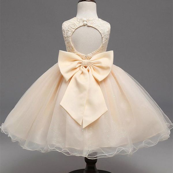 

girl's dresses dfxd flower girls wedding dress 2021 fashion sleeveless soild lace embroidered back big bowknot princess, Red;yellow