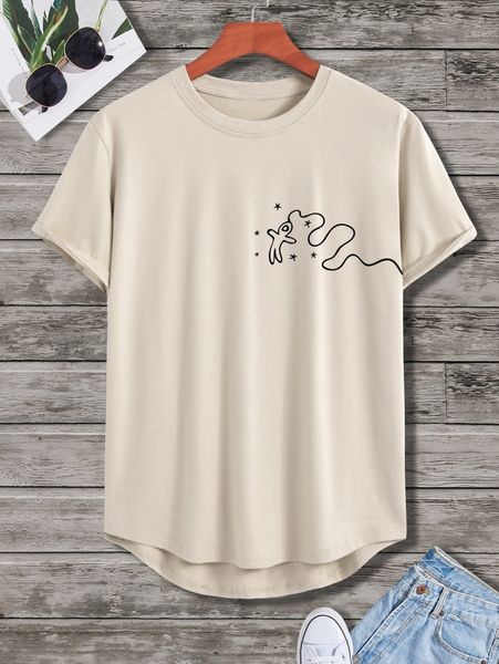 

men cartoon graphic high low hem tee o1dt#, White;black