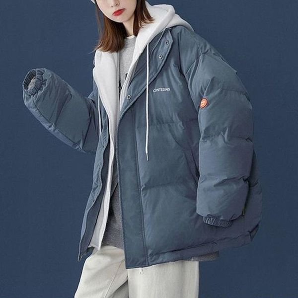 

women's jackets arrival winter women coat hooded padded jacket fake two piece street wear solid color long sleeve female outerwear, Black;brown