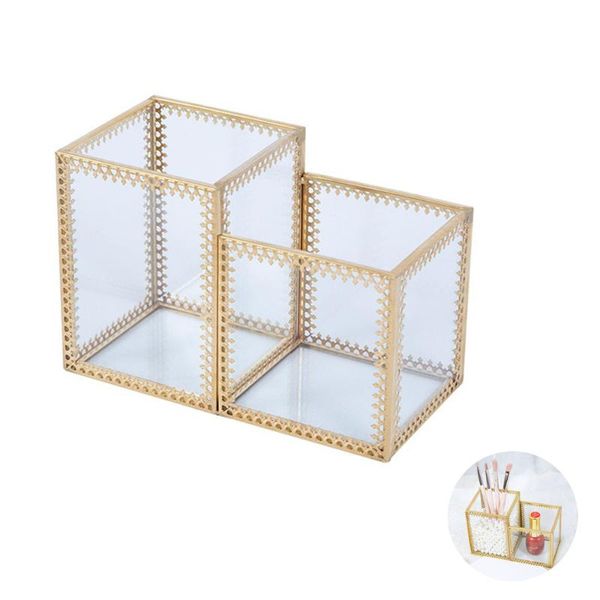 

storage boxes & bins brass glass deskmakeup brush tube two grids nail art eyebrow pencil without cover box