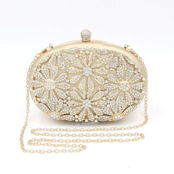 

evening bag egg shaped diamond inlaid alloy dinner flower round mini hollowed out hand