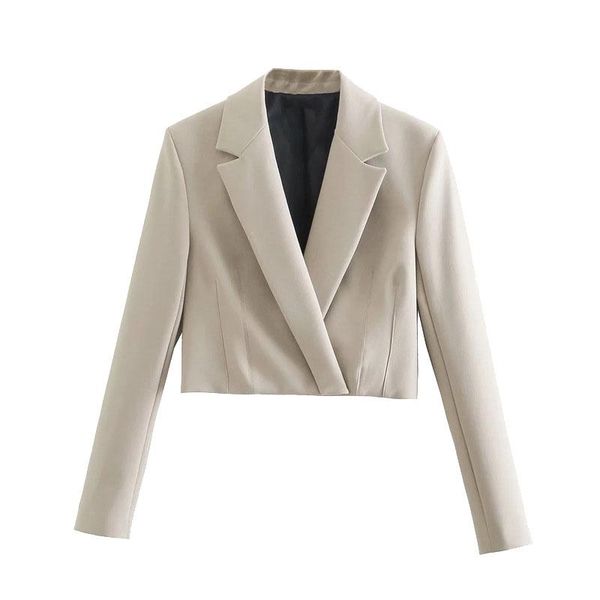 

women's suits & blazers ftlzz women casual fashion crossover cropped blazer coat elegant vintage long sleeve slits cuffs female outerwe, White;black