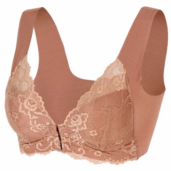 Senza bordi Fibbia frontale Grande biancheria sexy in pizzo Reggiseni da donna Gilet Confortevole Sonno Plus Size 115DE Biancheria intima da donna 211110