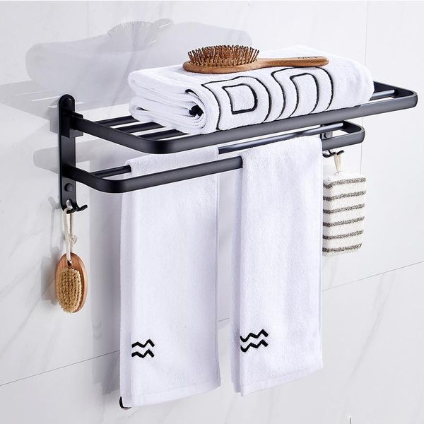

towel racks rack aluminum black foldable bathroom hardware punch holder shelf