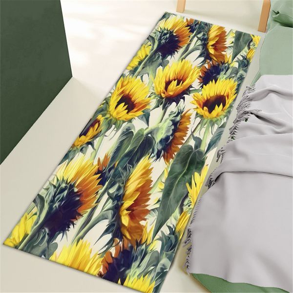

cute yellow sunflower bedroom mat home decoration accessories kitchen runner mat washable non-slip mat in the hallway bathroom