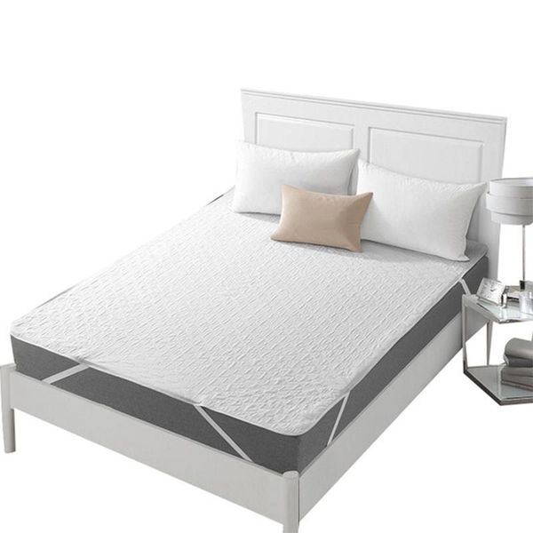 

mattress pad cotton waterproof cover for bed solid white breathable protection bug anti-mite protector er