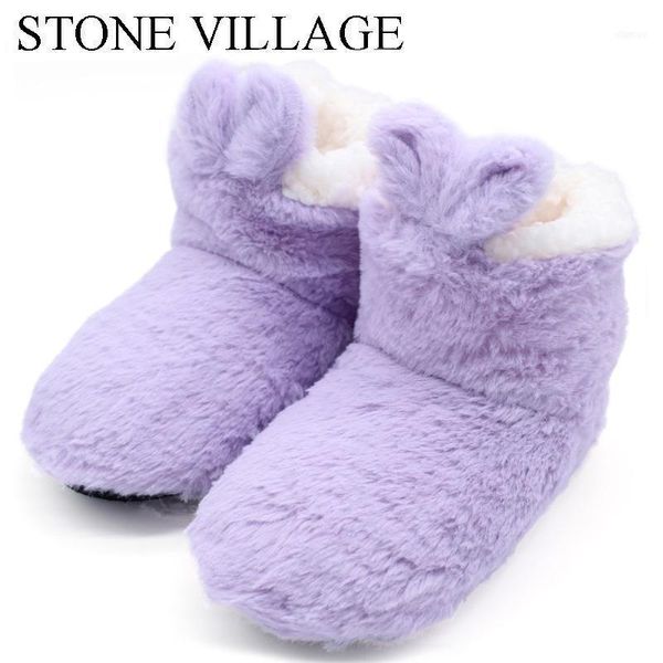 

slippers stone village size 35-36 solid purple kids indoor soft home warm plush winter women11, Black