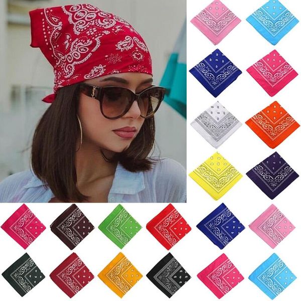 

scarves bandana cotton bohemian print style for girls women men square scarf turban headband hair accessories, Blue;gray