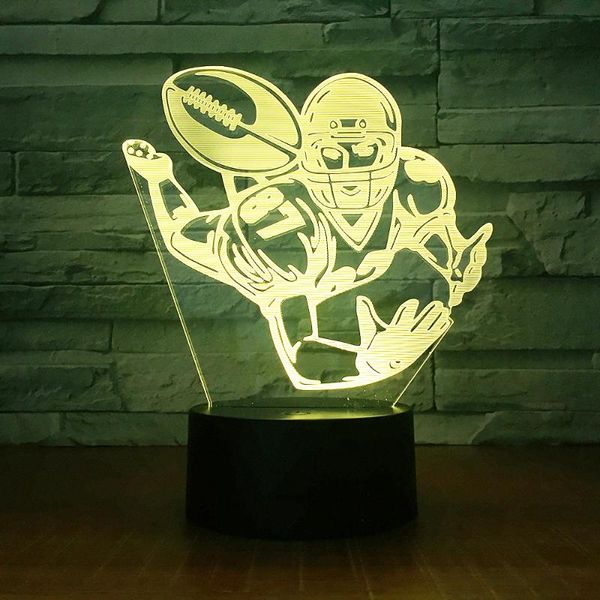 

night lights soccer rugby ball player 3d lamp stereo led acrylic office bar bedroom mood lighting 7 colors illusion birthday gift
