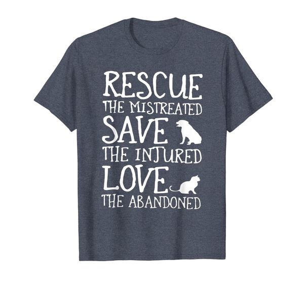 

rescue the mistreated save the injured t shirt, White;black