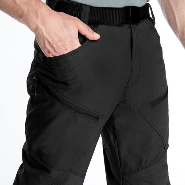 

men's pants multicam tactical casual cargo streetwear summer hiking camouflage military army work man trousers with pads, Black