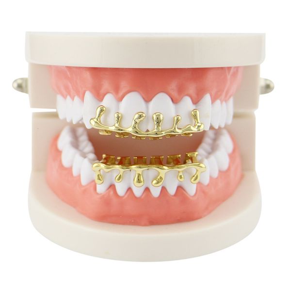 

drop shaped 18k electroplated hip hop braces grills for men and women, Silver