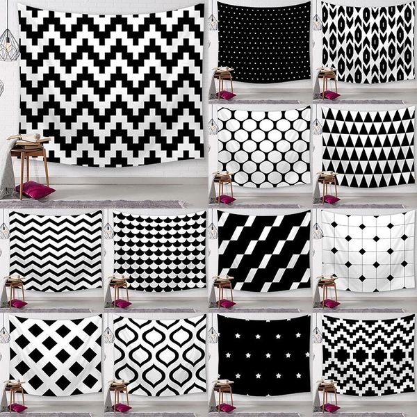 

tapestries black white geometric dot pattern soft wall cloth tapestry polyester hanging carpet tablecloth blanket home decor 60032