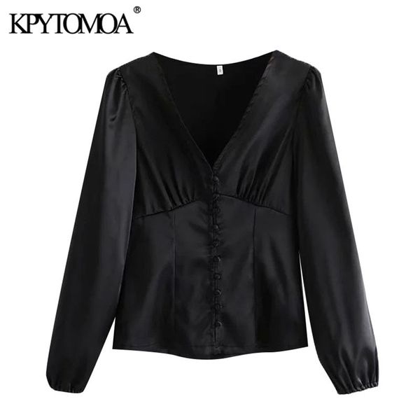 

women fashion with buttons soft touch black blouses v neck long sleeve female shirts blusas chic 210420, White